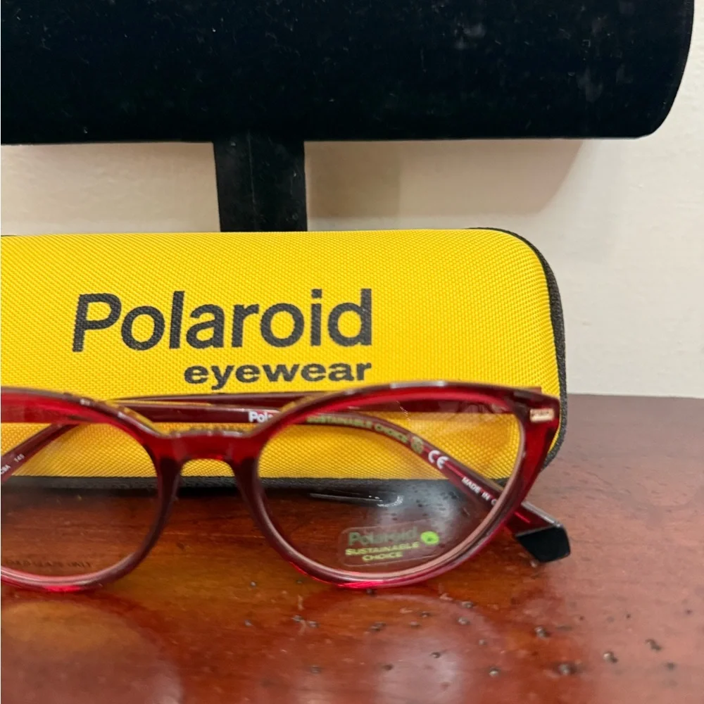 Polaroid Red Cat-Eye Glasses NWT includes glasses, box, dust bag